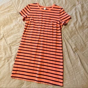 Coral & Navy Striped Dress